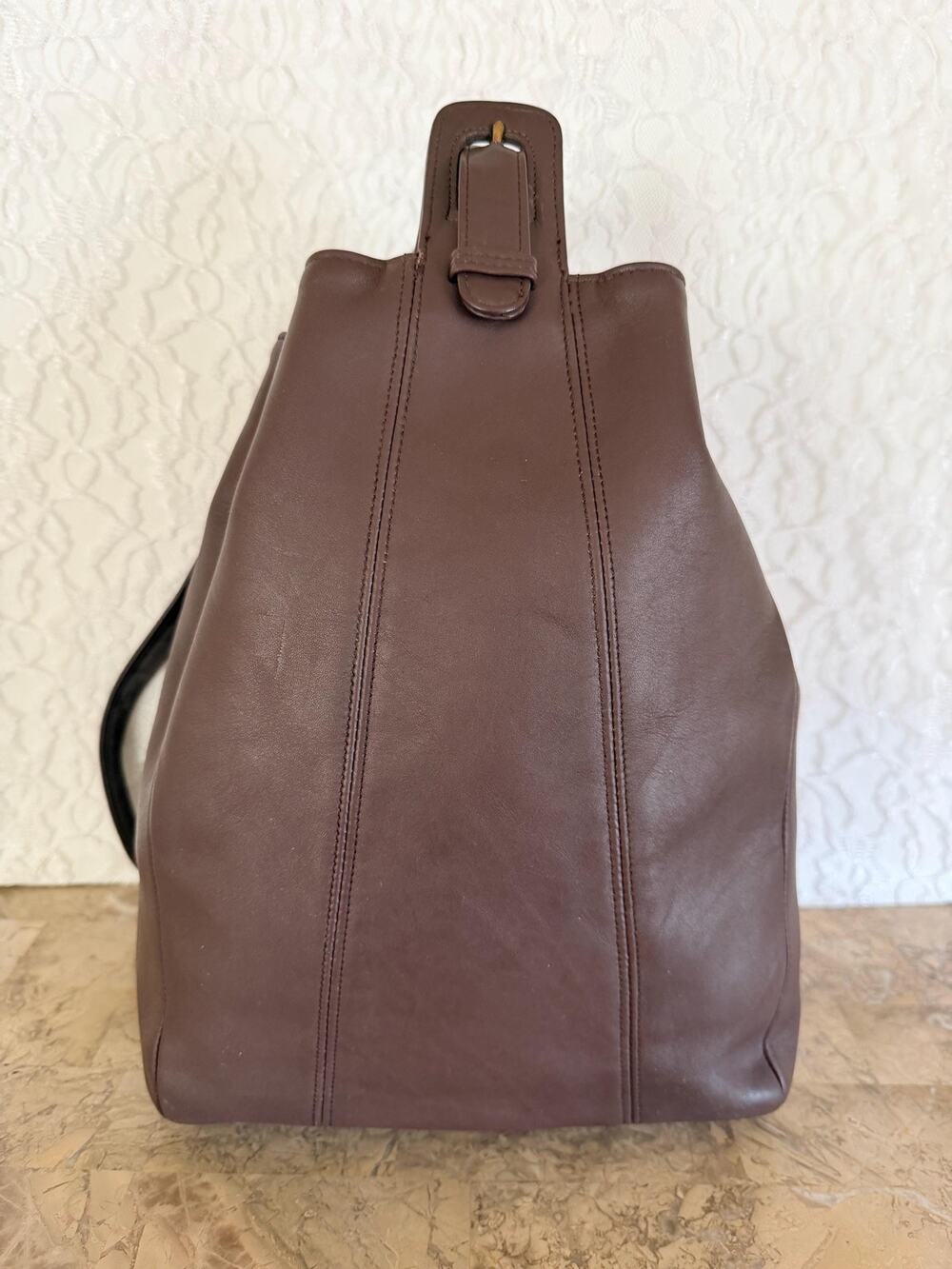 RARE VTG Coach crossover one strap Backpack Brown Leather Shoulder sling Bag